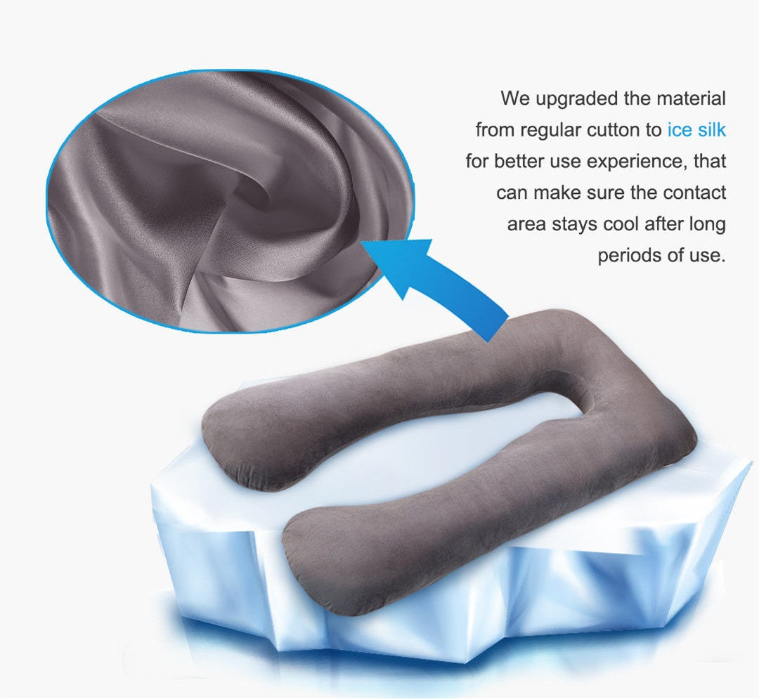 Ice silk cushion with close-up of material and text about improved cooling effect.