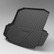 Black car trunk mat with 'LAMANDO' branding on a gray background