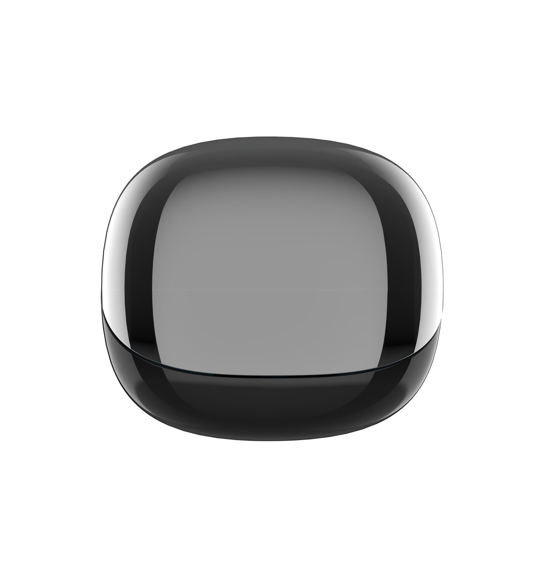 Black square-shaped object on a white background