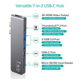 Versatile 7-in-2 USB-C hub with features highlighted on a white background