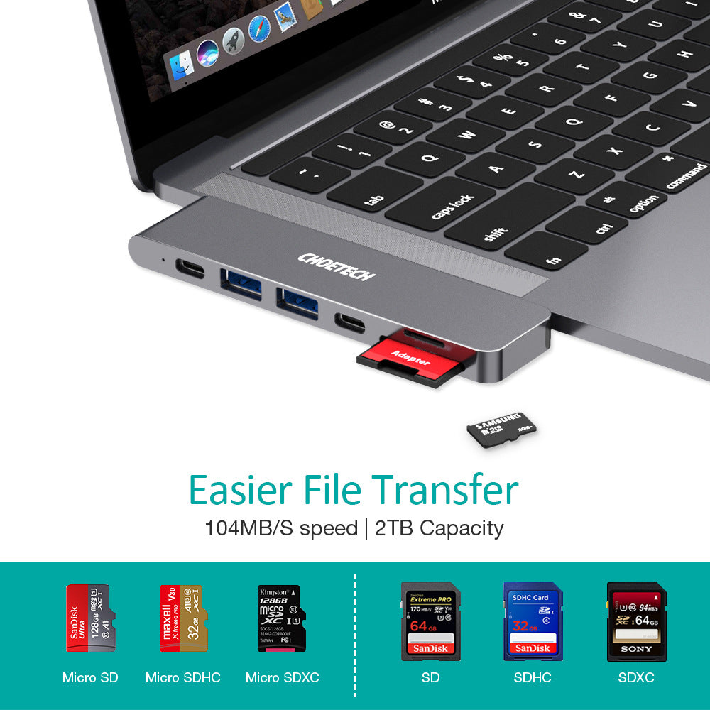 Laptop with USB hub and microSD card, featuring ONEDRIVE branding.