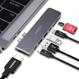 CHOETECH USB-C hub with various cables and cards on a white background