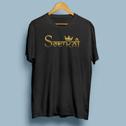 Unisex black short sleeve t-shirt featuring a bold white "Sardarni" print on the front