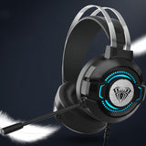 Gaming headset with microphone on a dark background