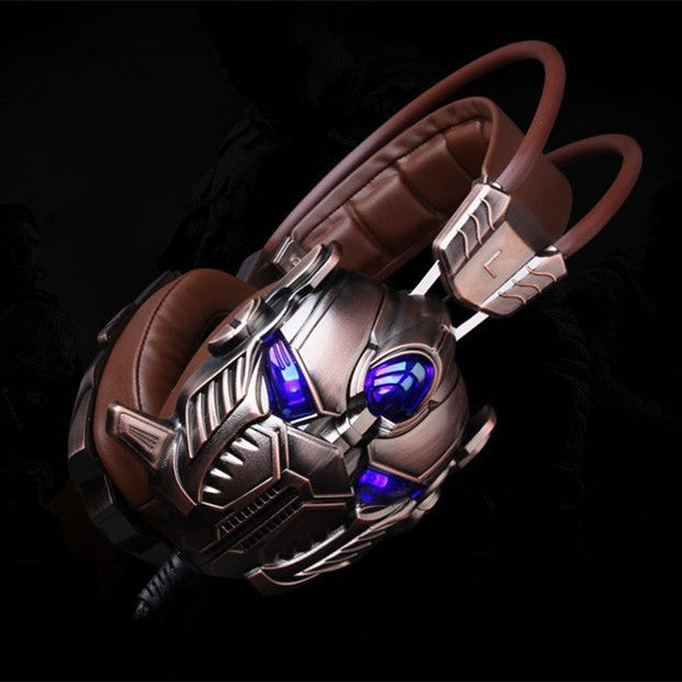 Gaming headset with Thanos design on a black background