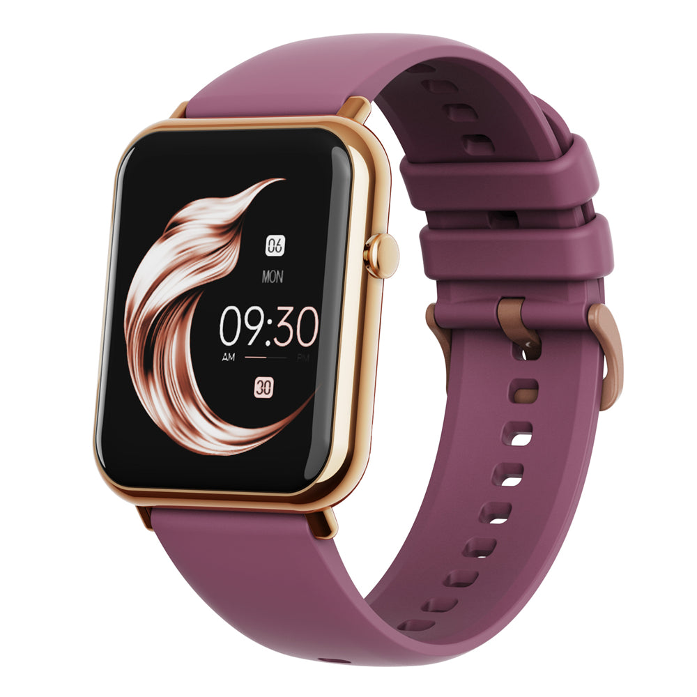 Smartwatch with a purple strap on a white background
