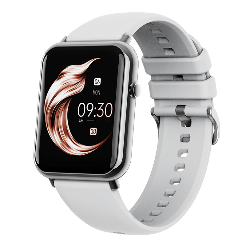 Smartwatch with a white band on a white background