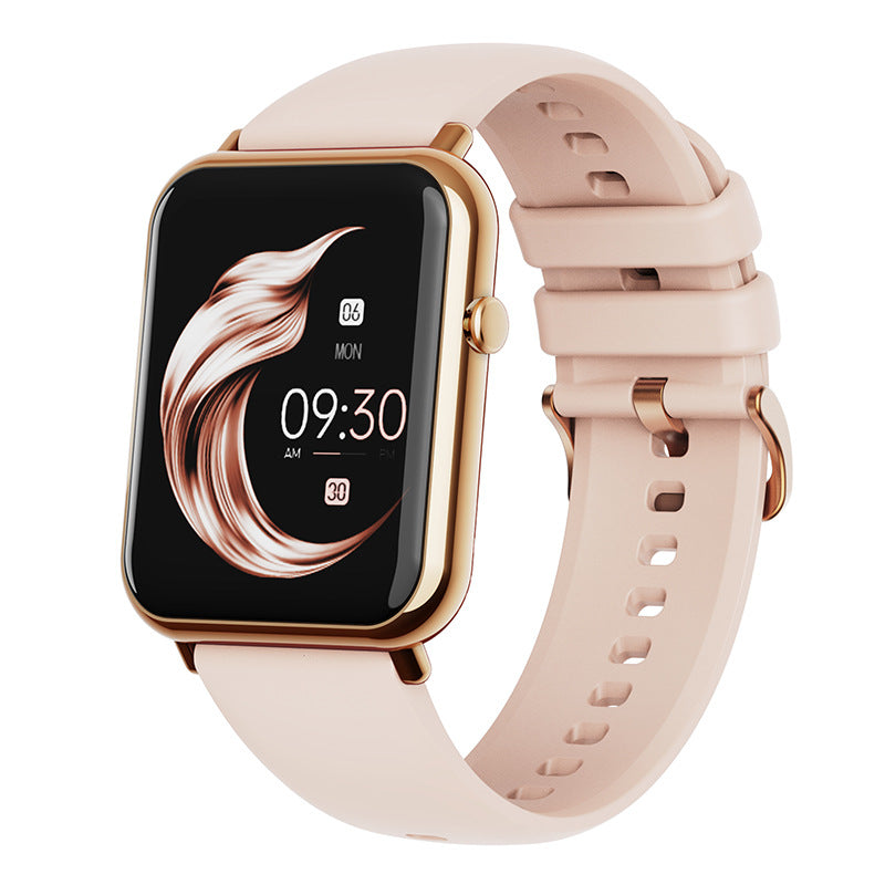 Smartwatch with a pink strap on a white background