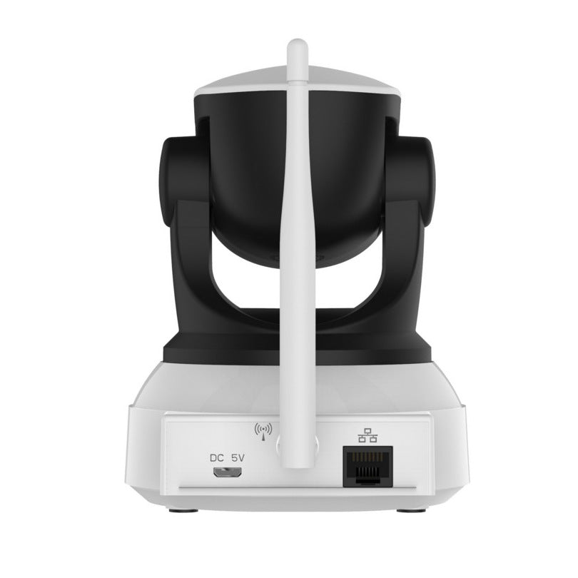 Black and white camera with antennas on a white background