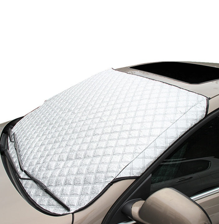 Car windshield cover on a vehicle with a white background