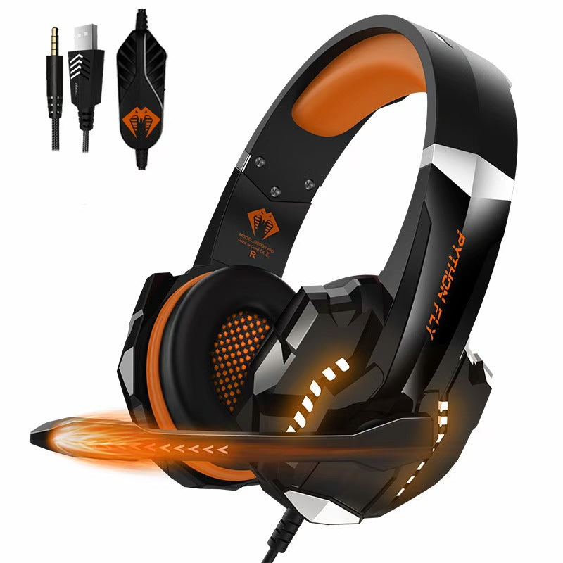 Gaming headset with microphone and cables on a white background
