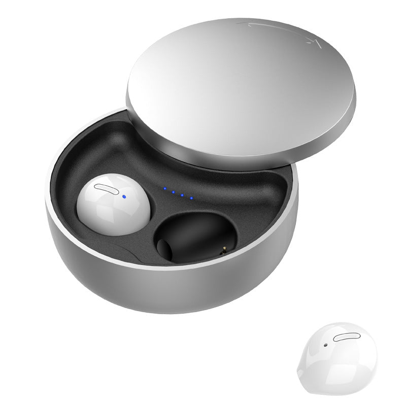 Wireless earbuds with charging case on a white background
