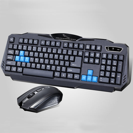 Gaming keyboard and mouse set on a gray background
