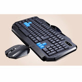 Black ergonomic wireless keyboard and mouse combo with colorful design