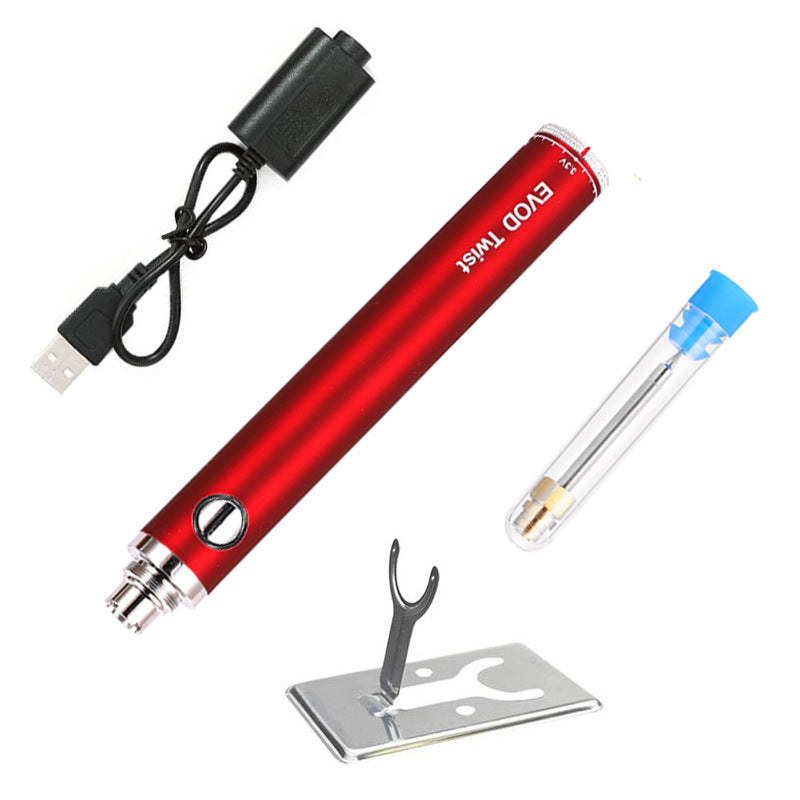 Red EXOD TWIST device with USB cable, clear tube, and metal stand on a white background