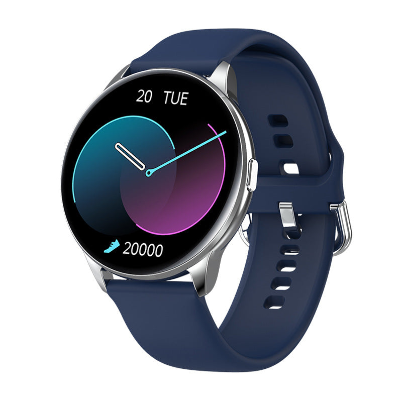 Smartwatch with a blue strap on a white background