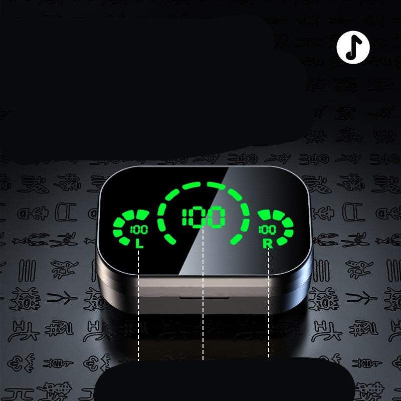 Digital device with green display on a dark background with symbols