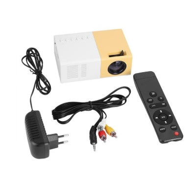 Audio equipment set with speaker, power adapter, remote control, and cables on a white background