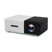 Small projector with lens on a white background
