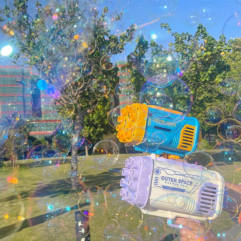 Rocket 69-Hole Bubble Gun – Automatic Soap Bubble Machine with LED Lights