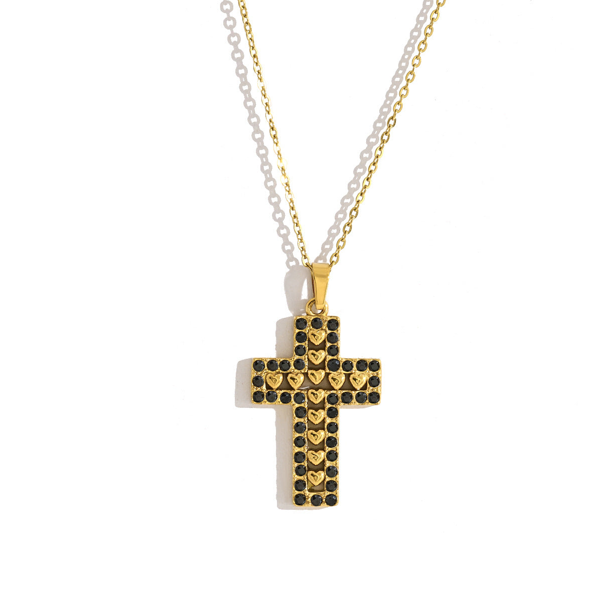Cross Pendant Full Of Diamonds 18K Gold All-Match Non-Fading Clavicle Chain