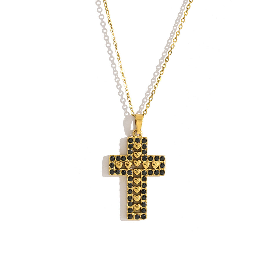 Cross Pendant Full Of Diamonds 18K Gold All-Match Non-Fading Clavicle Chain
