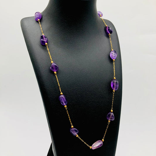 Personalized Amethyst Gemstone Clavicle Necklace For Women