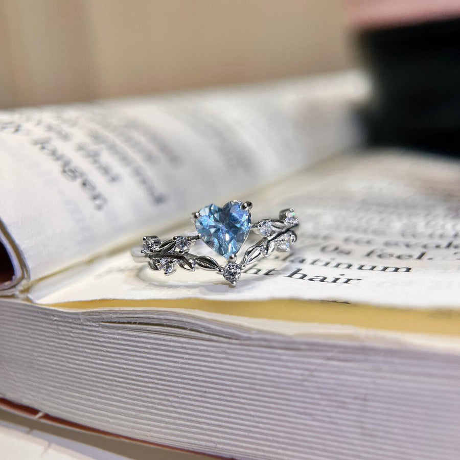 Silver Heart Zircon Open Ring Niche Design Light Luxury Hand Jewelry