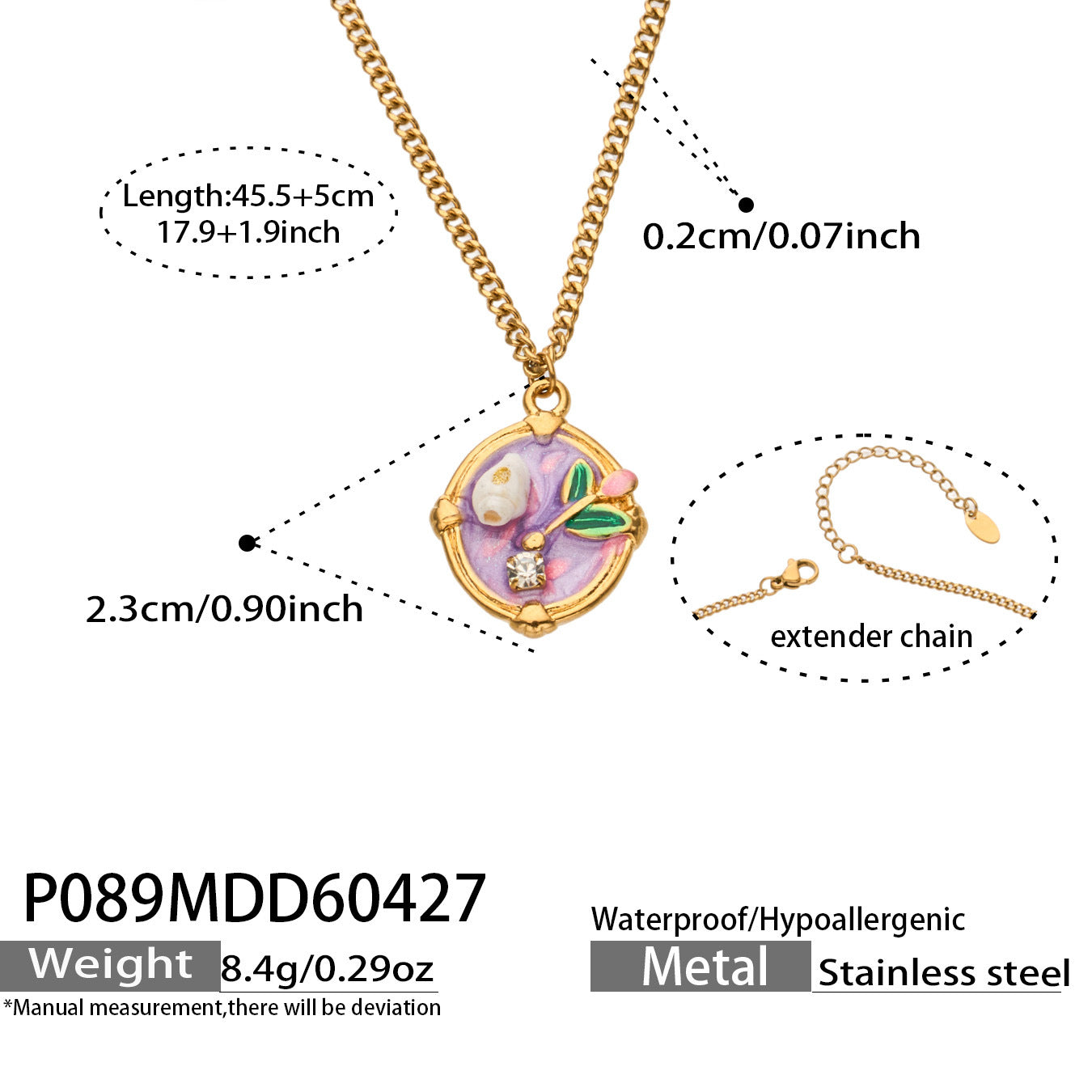 Retro Romantic Enamel-Painted Oil-Style Floral Necklace For Women