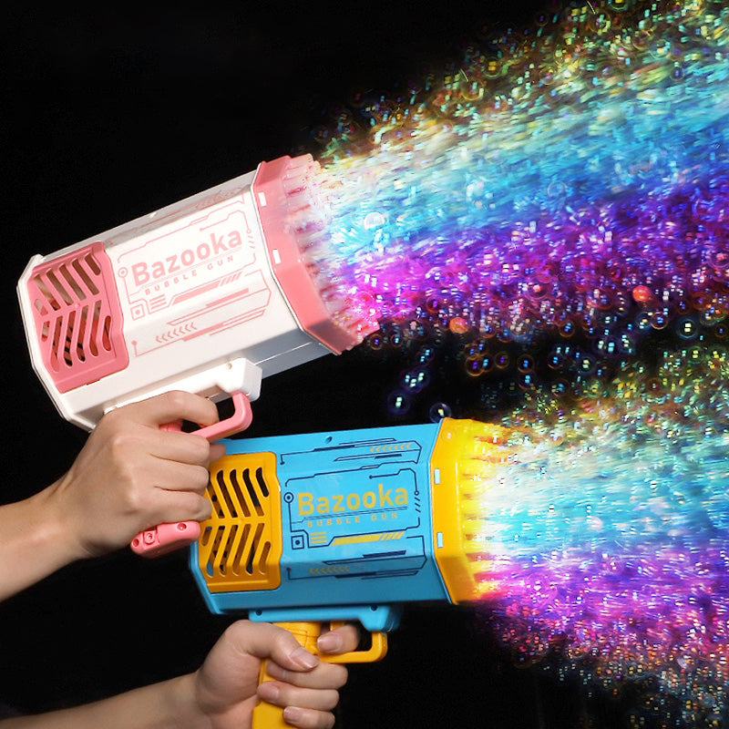 Rocket 69-Hole Bubble Gun – Automatic Soap Bubble Machine with LED Lights
