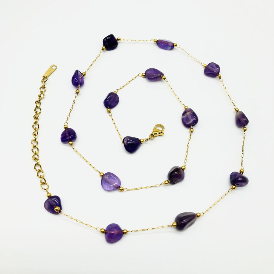 Personalized Amethyst Gemstone Clavicle Necklace For Women