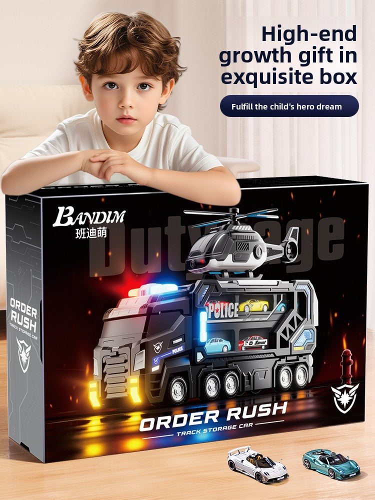 Transforming Police Car Toy With Track And Ejection Launcher Features