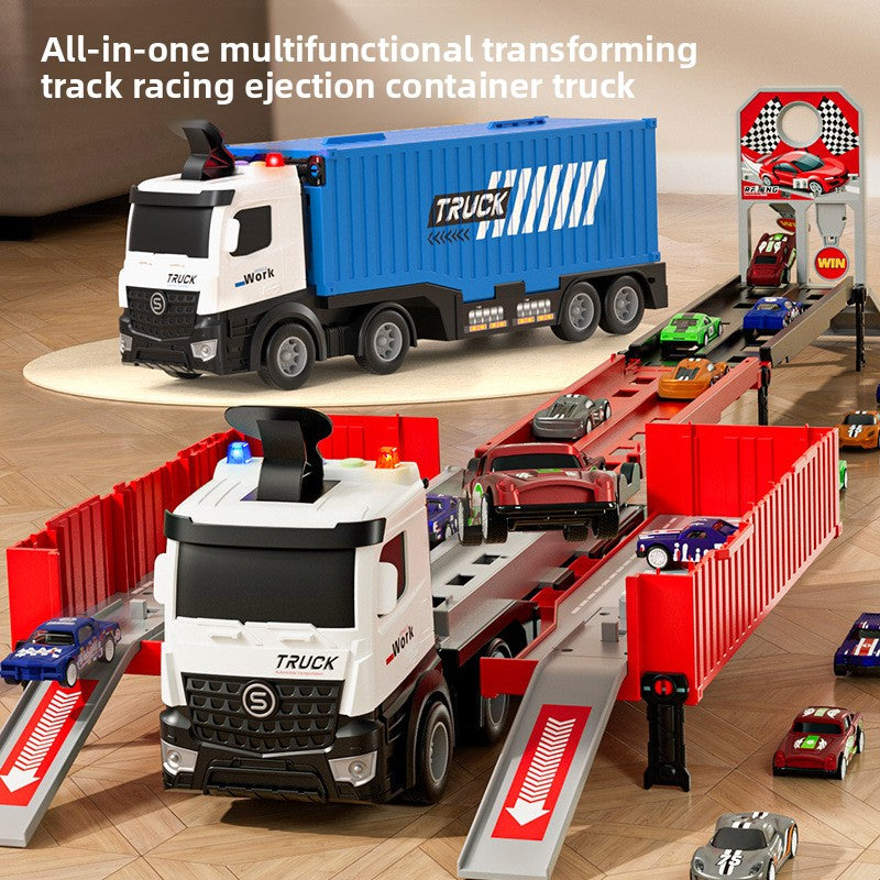 Transforming Big Truck Toy Set Converts To Multi-Level Race Track