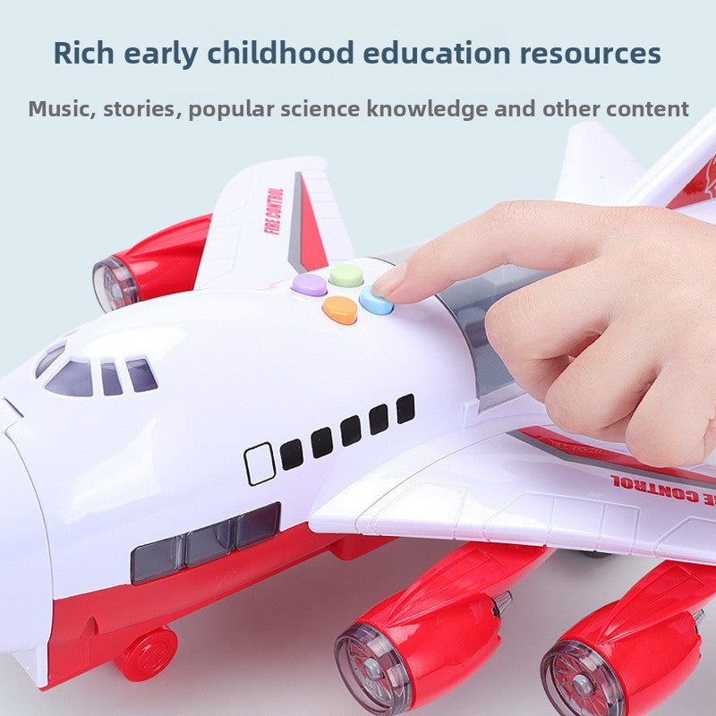 Inertia Transforming Aircraft Toy with Music and Alloy Cars