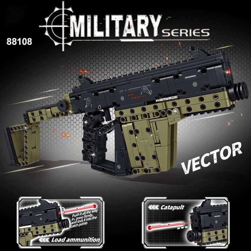 Launchable Building Blocks Gun Models DIY Mechanical Assembly Toy Set