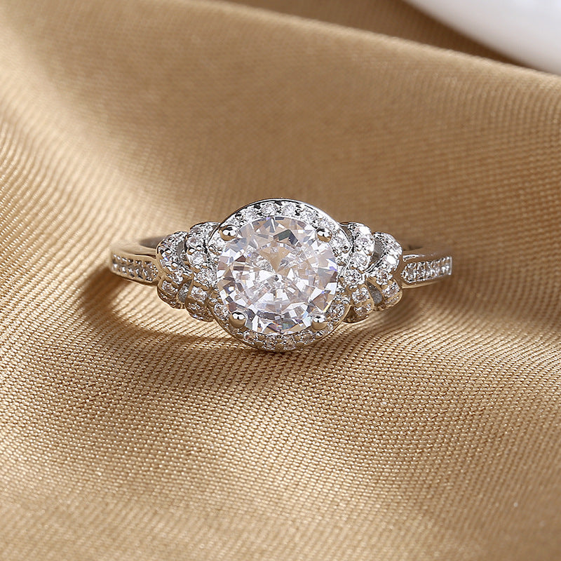 Fashionable Diamond Encrusted Zircon Cross Ring for Women