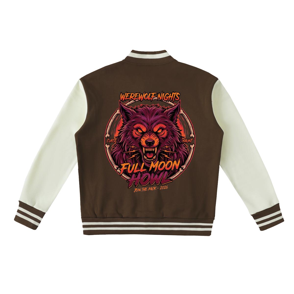 Wolf Of Halloween Vintage Letterman Varsity Jacket