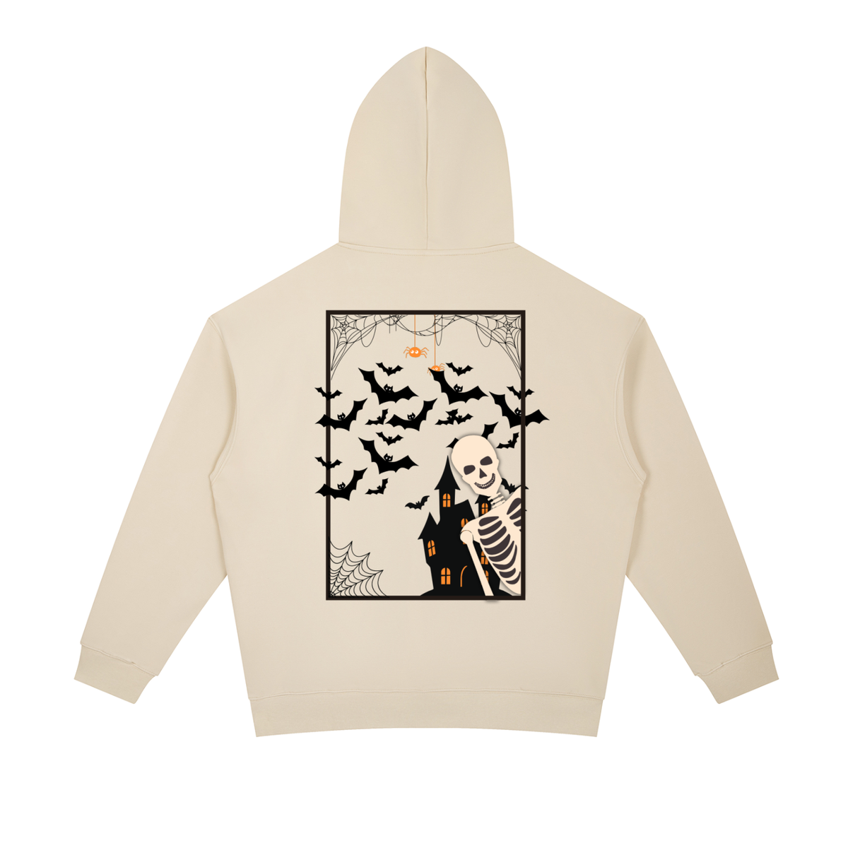 Hoodie Skeleton In Window Halloween