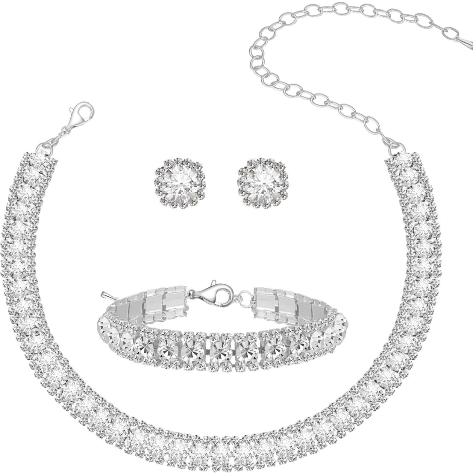 Diamond Encrusted Fashionable Office Lady Light Luxury Necklace Set
