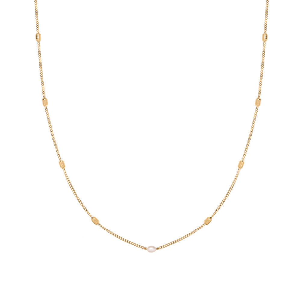 18K Gold-Plated Niche Luxury Pearl and Rice-Bead Choker