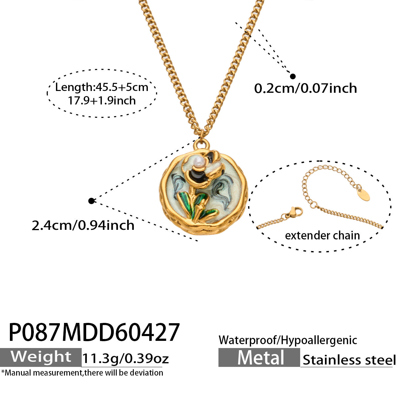 Retro Romantic Enamel-Painted Oil-Style Floral Necklace For Women