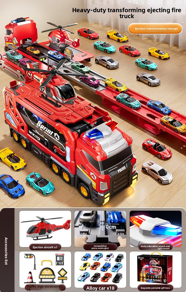 Transforming Police Car Toy With Track And Ejection Launcher Features