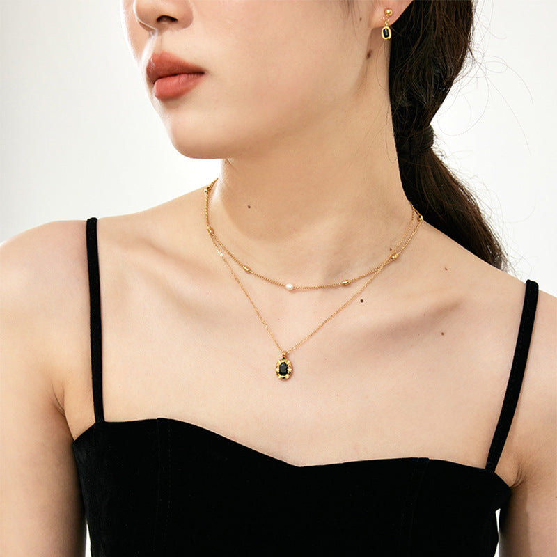 18K Gold-Plated Niche Luxury Pearl and Rice-Bead Choker