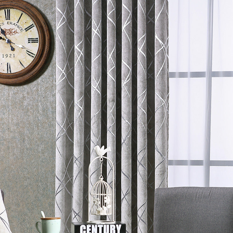 Solid Color Modern Light Luxury Chenille Blackout Curtains for Living Room