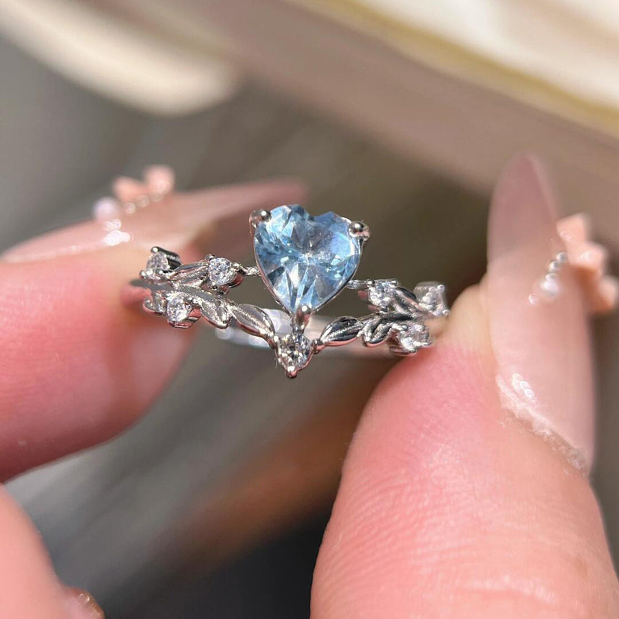 Silver Heart Zircon Open Ring Niche Design Light Luxury Hand Jewelry