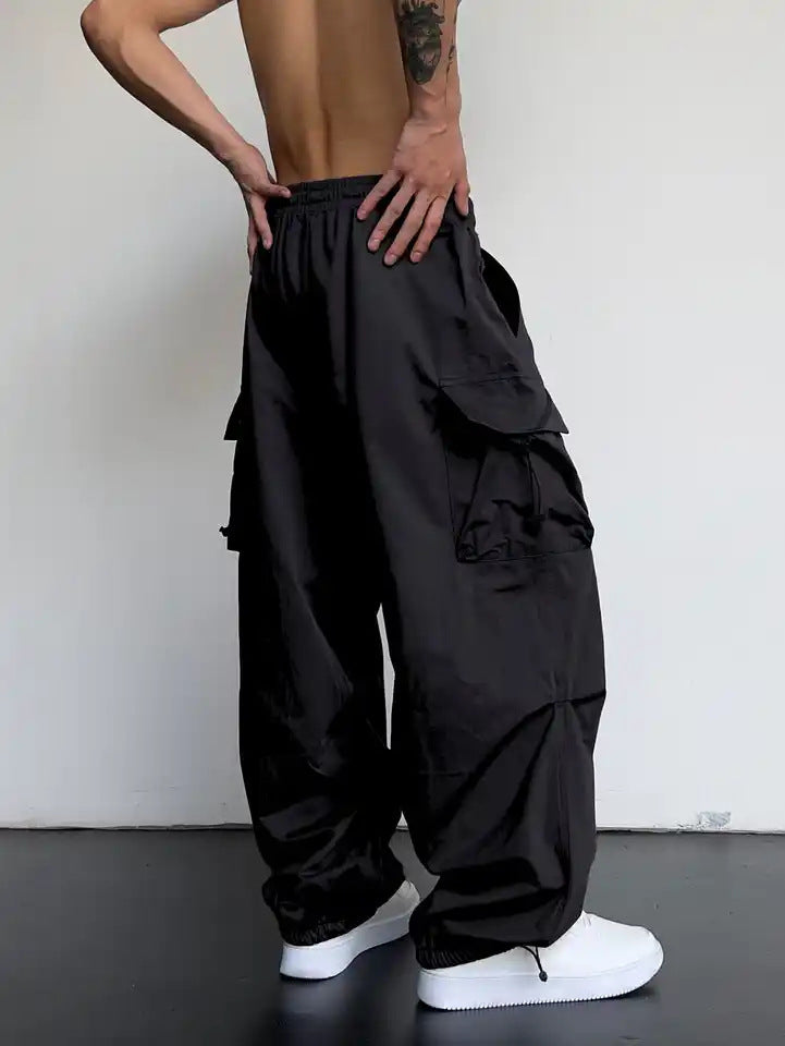 Mens High Waist Wide Leg Casual Pants