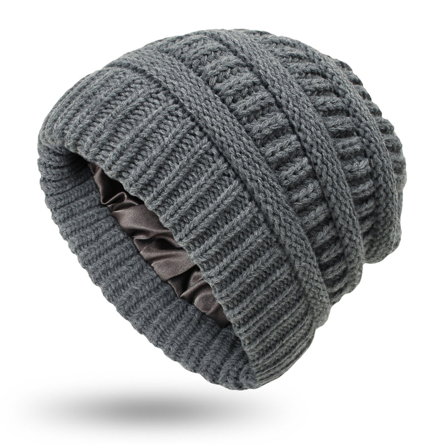 Women’s Satin-Lined Woolen Knit Hats – Warm Winter Hats for Protective Hairstyles