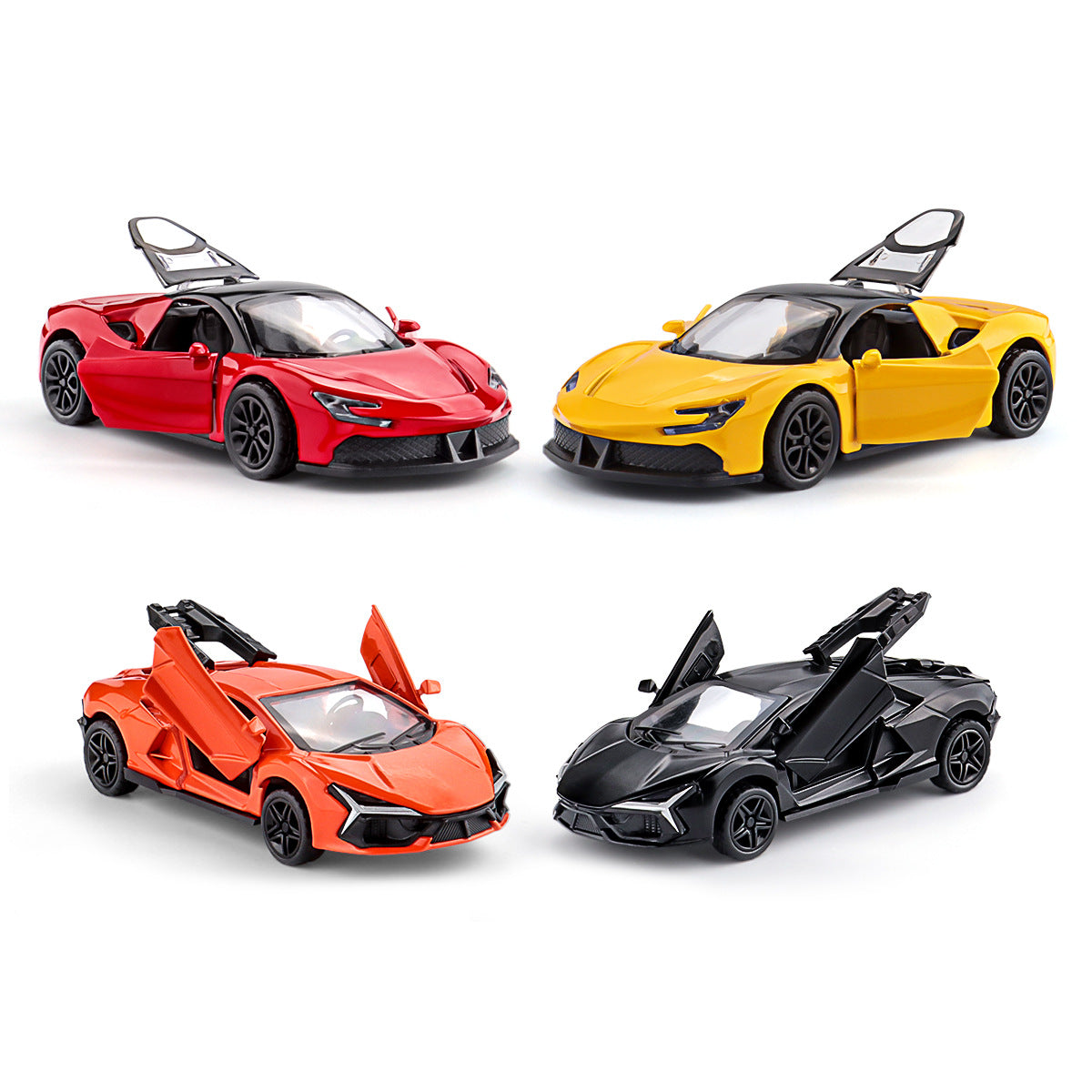 Three-Door Alloy Pull Back Toy Car Model Diecast Vehicle Set.