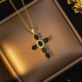 European And American Style Fashionable Colorful Zircon Cross Necklace For Women, Luxurious Look