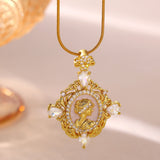 New Copper Zircon Gold-Plated Pendant Necklace